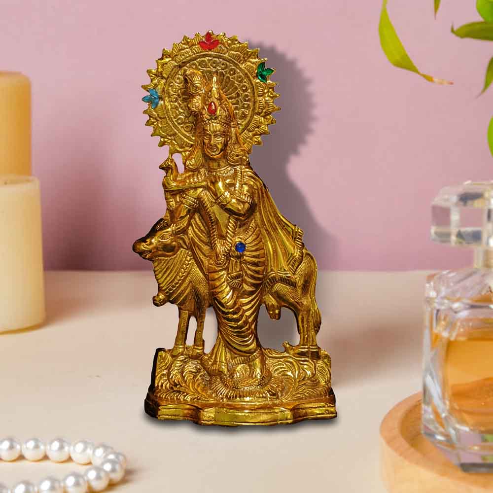 Lord Krishna Statue with Cow